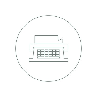 Daktilo ikonu. Düz biçim tasarım resimleme simgesini kavra.