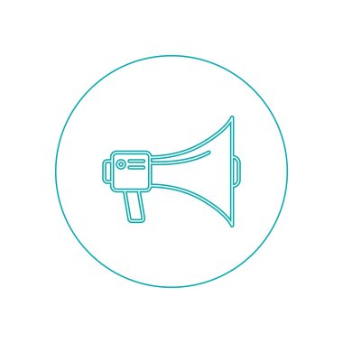 Sözcü simgesi. Düz biçim tasarım resimleme simgesini kavra.