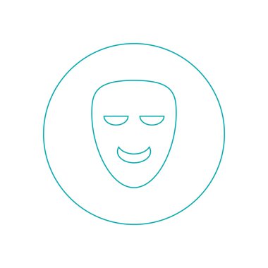 Tiyatro maskesi ikonu. Düz biçim tasarım resimleme simgesini kavra.