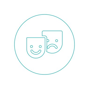 Tiyatro maskesi ikonu. Düz biçim tasarım resimleme simgesini kavra.