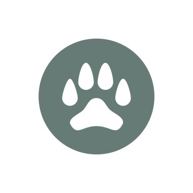 Köpek ayak izi ikonu. Düz biçim tasarım resimleme simgesini kavra.