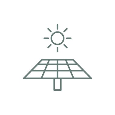 Fotovoltaik ikon. Düz biçim tasarım resimleme simgesini kavra.