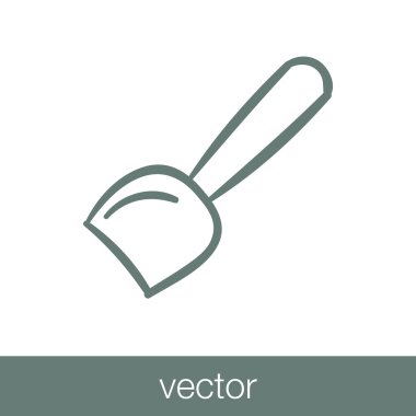 Bahçe küreği ikonu. Düz biçim tasarım resimleme simgesini kavra.