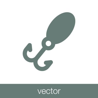 Balık kancası ikonu. Düz biçim tasarım resimleme simgesini kavra.