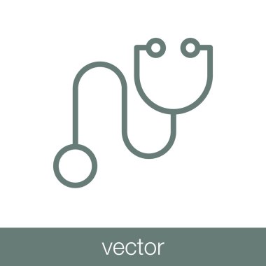 Steteskop ikonu. Düz biçim tasarım resimleme simgesini kavra.