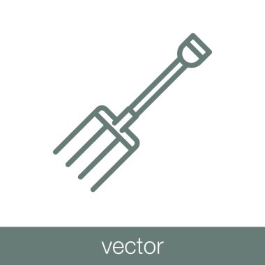 Pitchfork ikonu. Çiftlik ikonu. Bahçe ikonu. Düz biçim tasarım resimleme simgesini kavra.