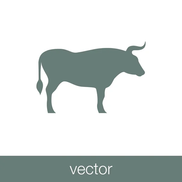 Ícone Bull Ícone Animal Ícone Ilustração Design Estilo Plano Conceito — Vetor de Stock