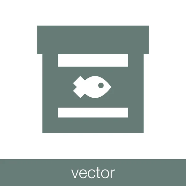 Значок Рыбного Стекла Иконка Плоским Дизайном — стоковый вектор