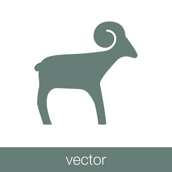 Icono Cabra Icono Animal Icono Ilustración Diseño Estilo Plano Concepto — Vector de stock