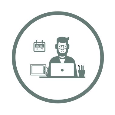 Grafik tasarımcı - düğme - grafik tasarımcı. Hisse senedi illüstrasyon