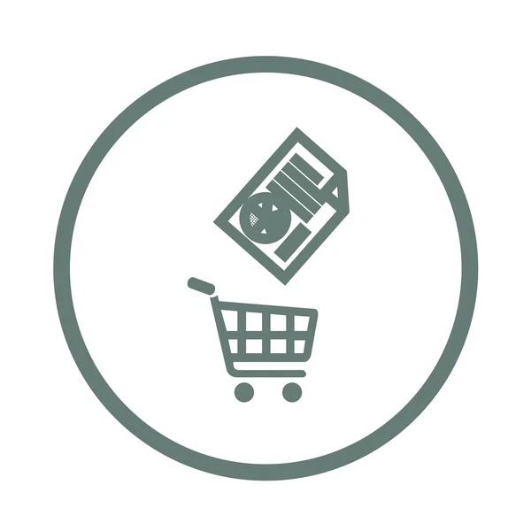 Icono de ilustración que muestra un carrito de la compra y un documento financiero . —  Fotos de Stock