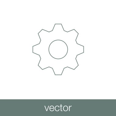 Dişli simgesini. Hisse senedi illüstrasyon düz tasarım simgesi.