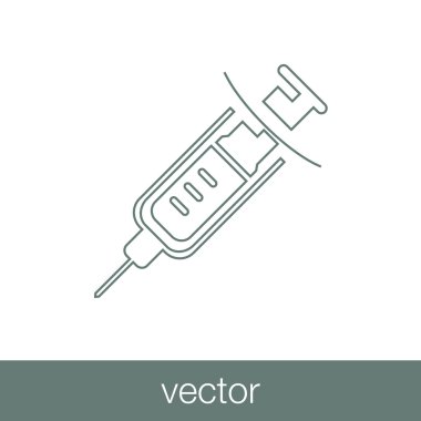 Beyaz arka plan üzerinde izole şırınga simgesi. Tek renkli görüntü.