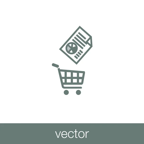 Icono de ilustración que muestra un carrito de la compra y un documento financiero . — Archivo Imágenes Vectoriales