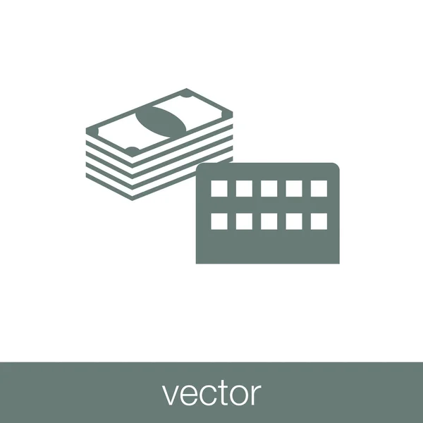 Capital de infraestructura - Icono de fábrica y dinero. Infraestructura — Archivo Imágenes Vectoriales