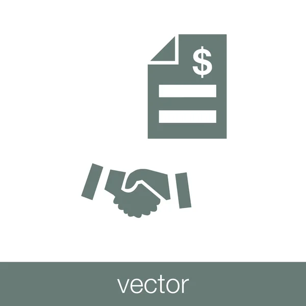 Kézfogás és bill ikonra. felelősség finanszírozásának koncepció ikonra. Lapos kivitel-ikon Stock illusztráció — Stock Vector