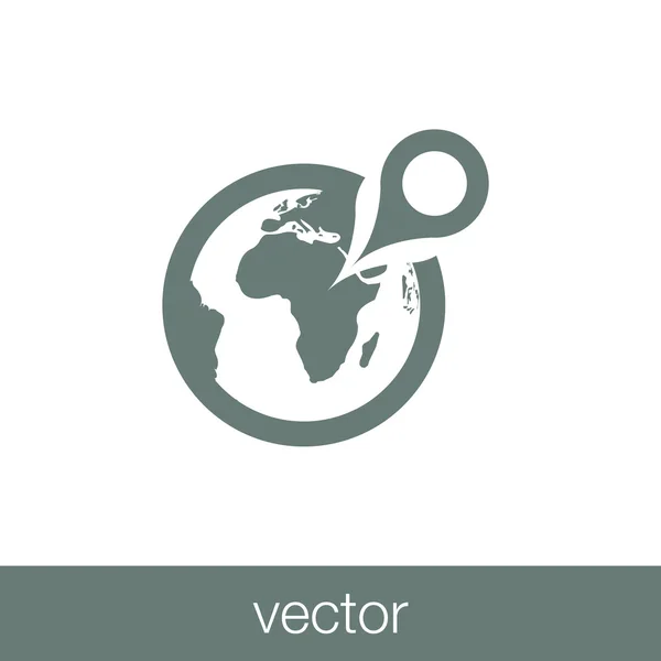 Icono del concepto de localización. Mapa del mundo y pin point stock illustr — Vector de stock