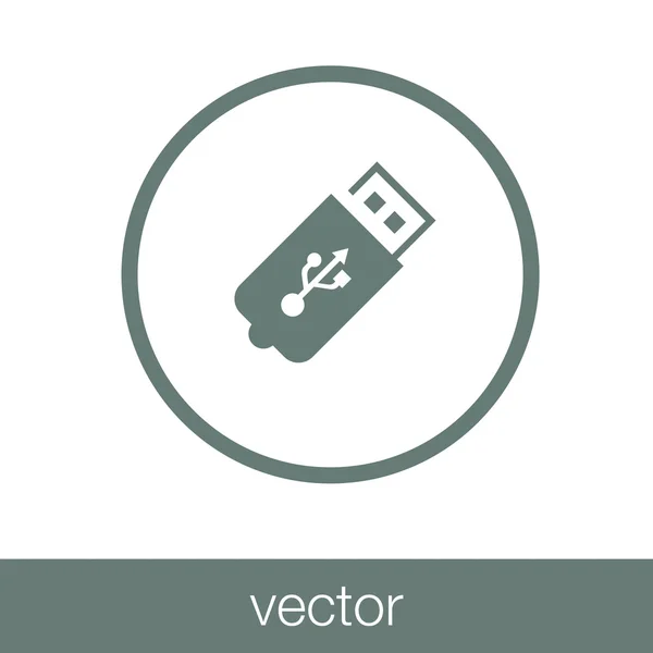 Alto - icono de la tecnología. Icono de memoria USB. Stock ilustración diseño plano — Vector de stock