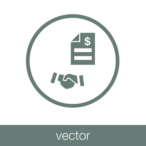 Händedruck und Banknotensymbol. Passiva Finanzierungskonzept Symbol. Stock Illustration flache Design-Ikone — Stockvektor