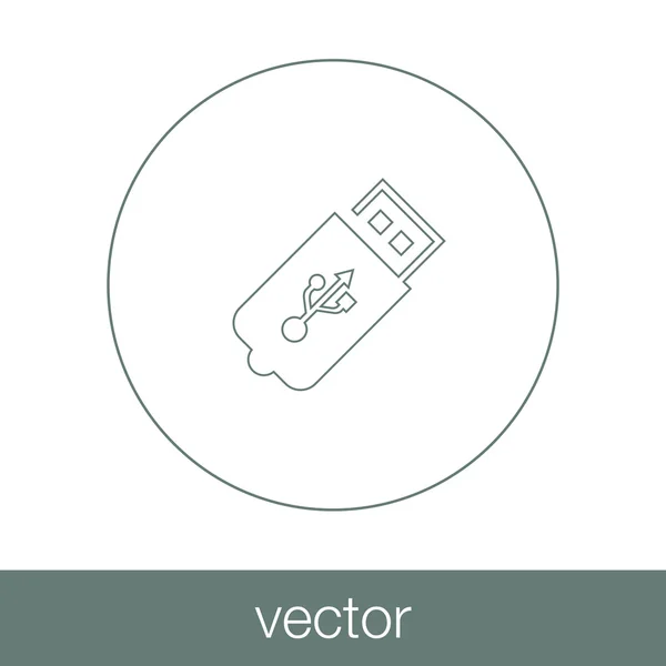 Alto - icono de la tecnología. Icono de memoria USB. Stock ilustración diseño plano — Archivo Imágenes Vectoriales