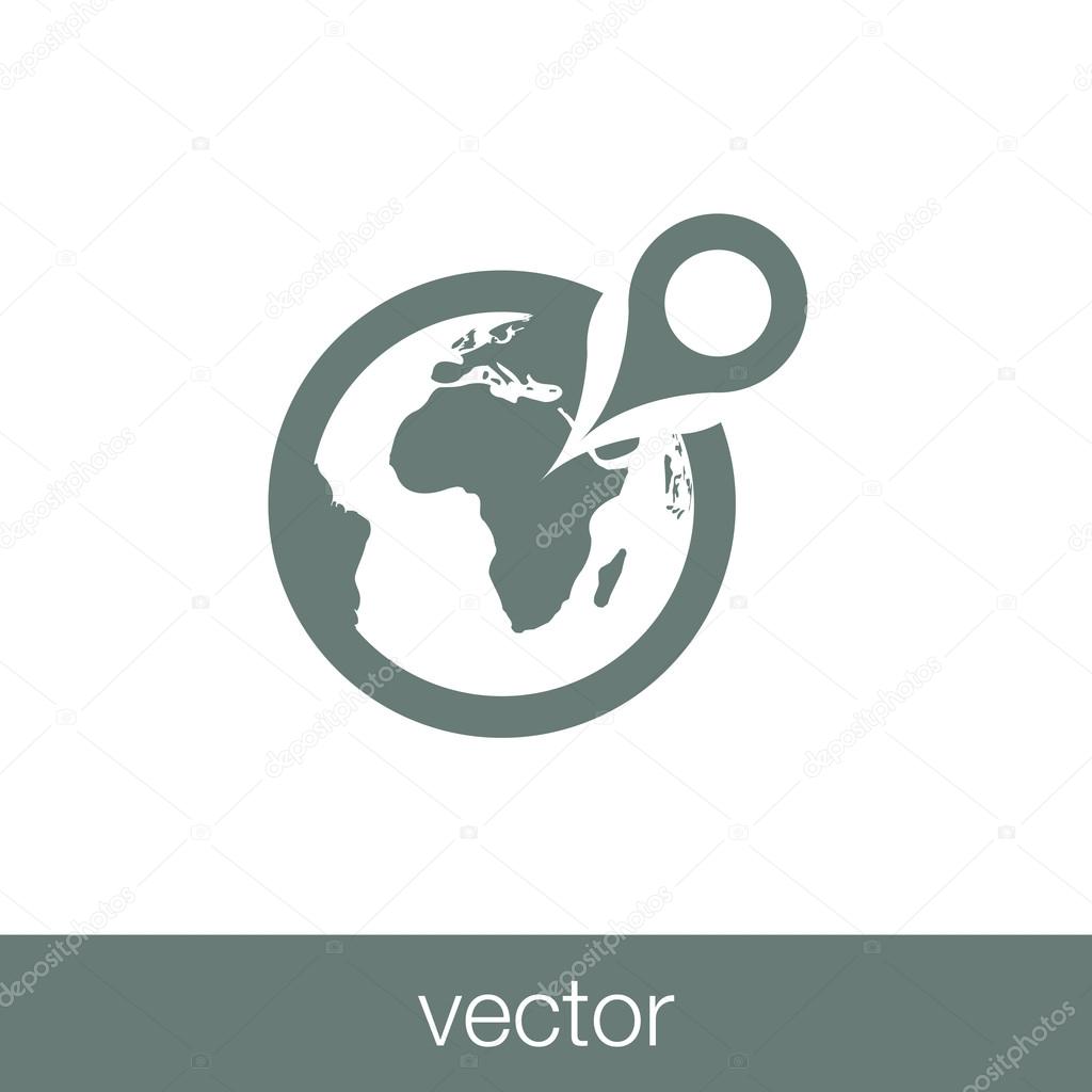 Localization concept icon. World map and pin point stock illustr