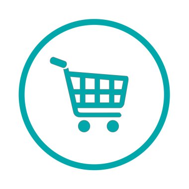 Alışveriş sepeti - düğme - alışveriş sepeti kavramı simge. Hisse senedi illüstrasyon düz tasarım simgesi.