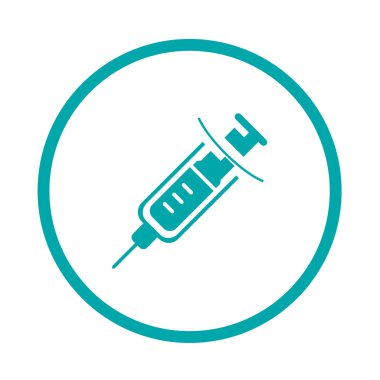 Beyaz arka plan üzerinde izole şırınga simgesi. Tek renkli görüntü.