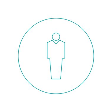 İnsan figürü - düğme - insan figürü simgesi. Hisse senedi illüstrasyon düz tasarım simgesi.