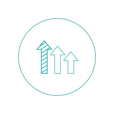 Performans ok grafik kavramı simgesi. Hisse senedi illüstrasyon düz tasarım simgesi.