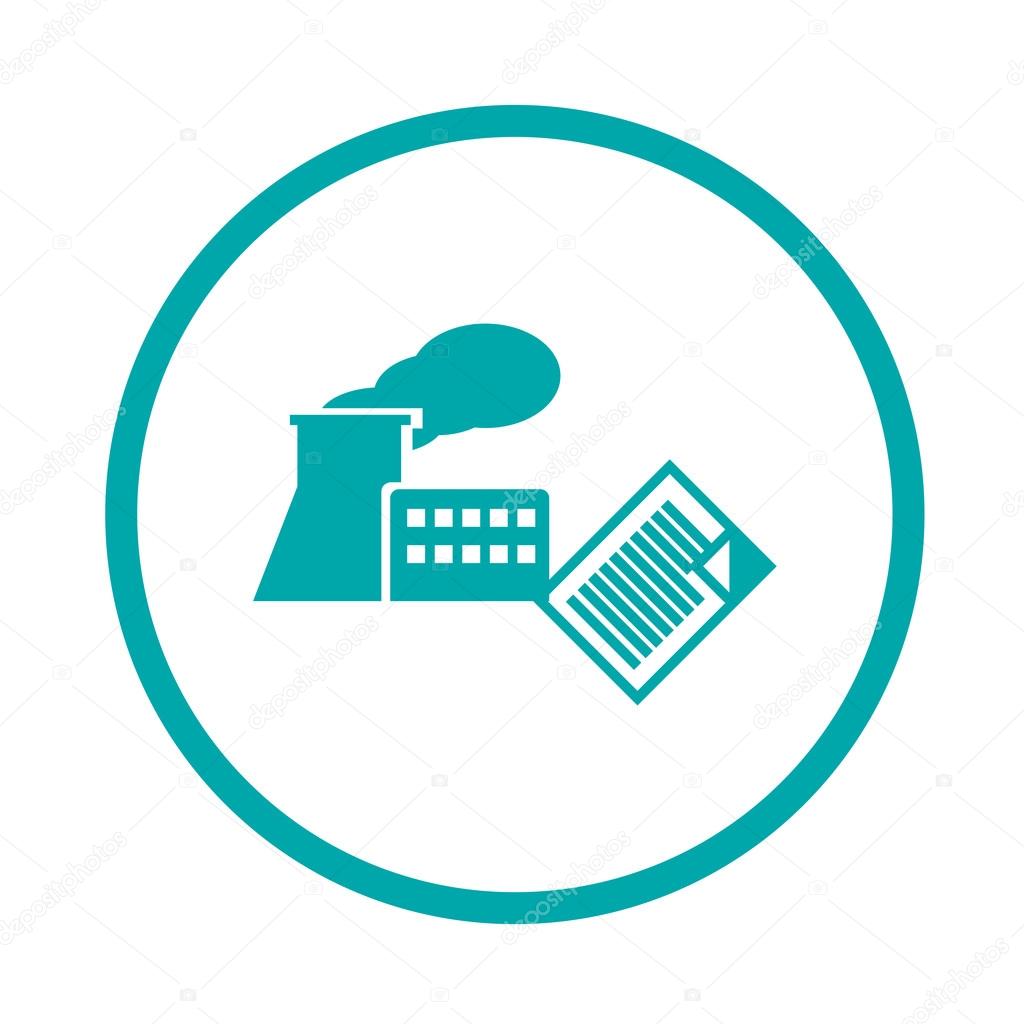 Industrial building, factory and power plant illustration icon.