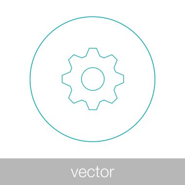 Dişli simgesini. Hisse senedi illüstrasyon düz tasarım simgesi.