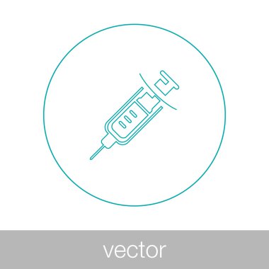 Beyaz arka plan üzerinde izole şırınga simgesi. Tek renkli görüntü.