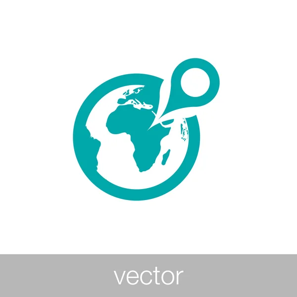 Icono del concepto de localización. Mapa del mundo y pin point stock illustr — Vector de stock