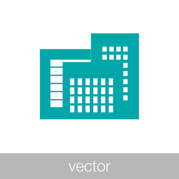 Flat design of business city architecture, commercial building a