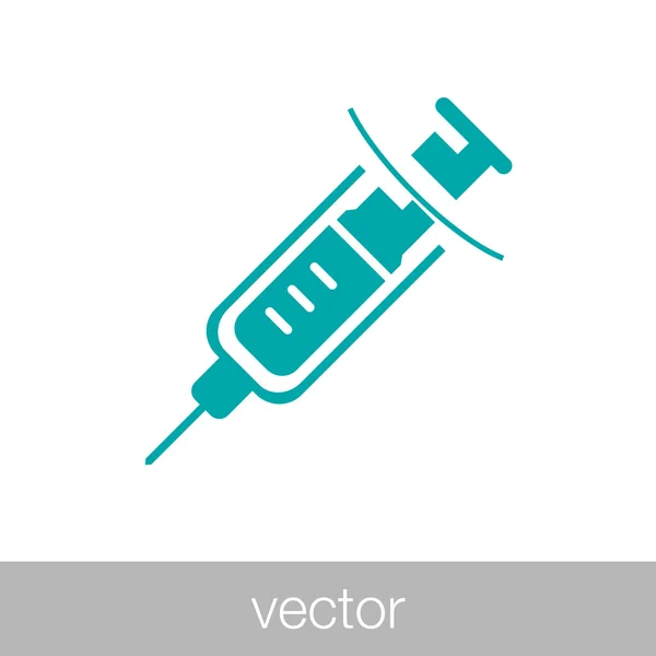 Иконка шприца выделена на белом фоне. Монохромное изображение . — стоковый вектор