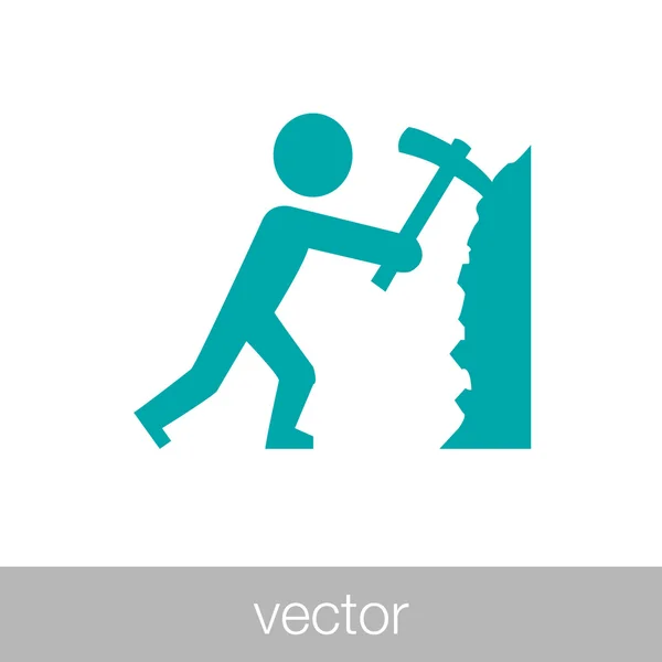 Worker - Button - Stock illustration icon - Simplified miner ill — Stock Vector