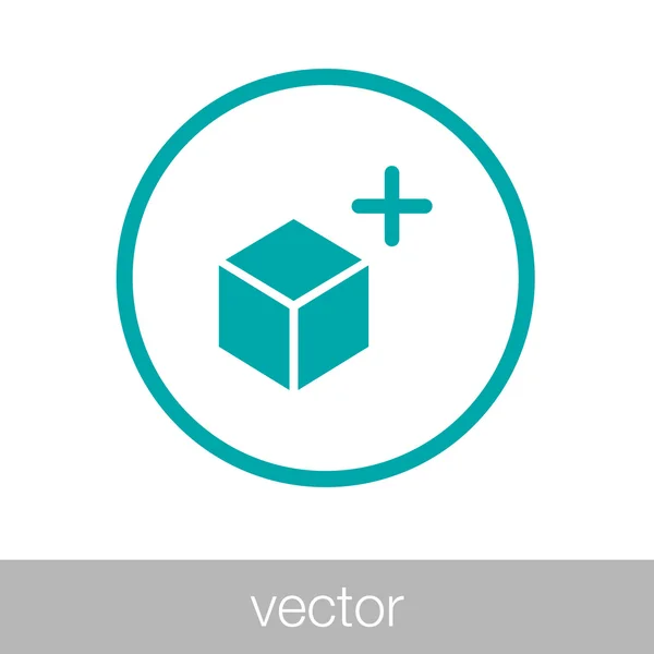 Icono de concepto de caja ligera. Ilustración de stock caja de diseño plano y signo plus icono . — Vector de stock