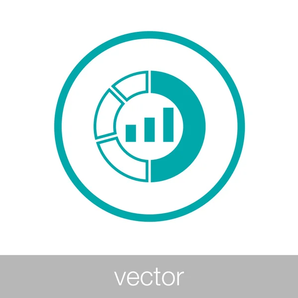Analisi di Marketing - Vettore - Pulsante - Pezzi di diverse dimensioni del grafico a ciambella. Grafico nel mezzo di un grafico a ciambelle. Icona del concetto di analisi di mercato. Illustrazione stock icona di design piatto . — Vettoriale Stock