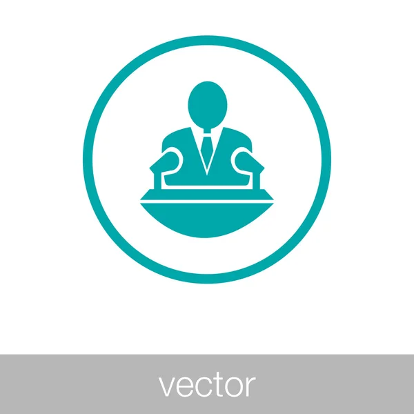 Altavoz - Botón - icono del altavoz. orador hablando desde la ilustración tribuna - Vector - Botón — Vector de stock