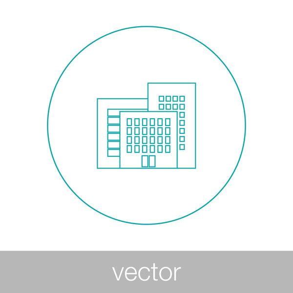 Flat design of business city architecture, commercial building a