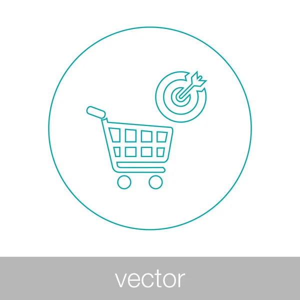 Marché cible - Vecteur - Bouton - Illustration de stock - Icône concept du marché cible - Icône panier - Icône cible — Image vectorielle