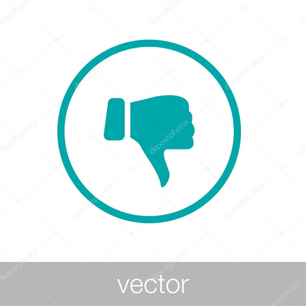 Negative feedback concept icon. Hand showing down. Stock illustration flat design icon.