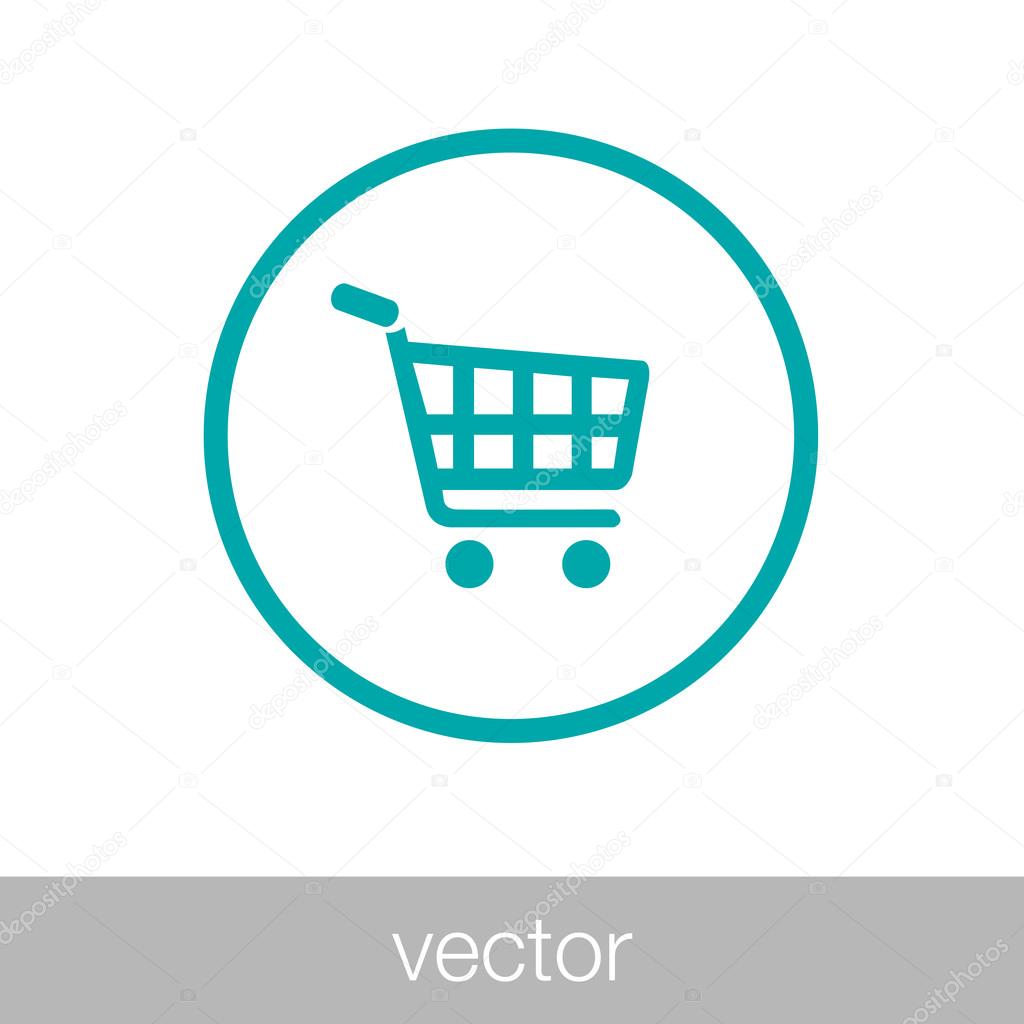 Shopping Cart - Button - Shopping Cart Concept icon. Stock illustration flat design icon.
