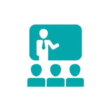 Seminer kavramı simge. Konferans kavramı simge. Öğretmen içinde-ön