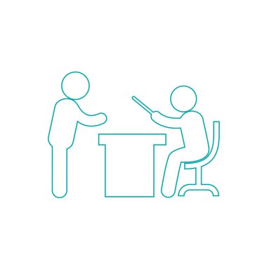 Seminer kavramı simge. Konferans kavramı simge. Öğretmen içinde-ön