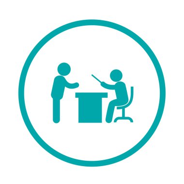 Seminer kavramı simge. Konferans kavramı simge. Öğretmen içinde-ön