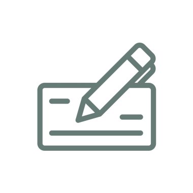 Signing bank check icon. Finance icon. Economic concept flat sty