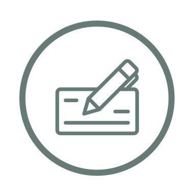 Signing bank check icon. Finance icon. Economic concept flat sty