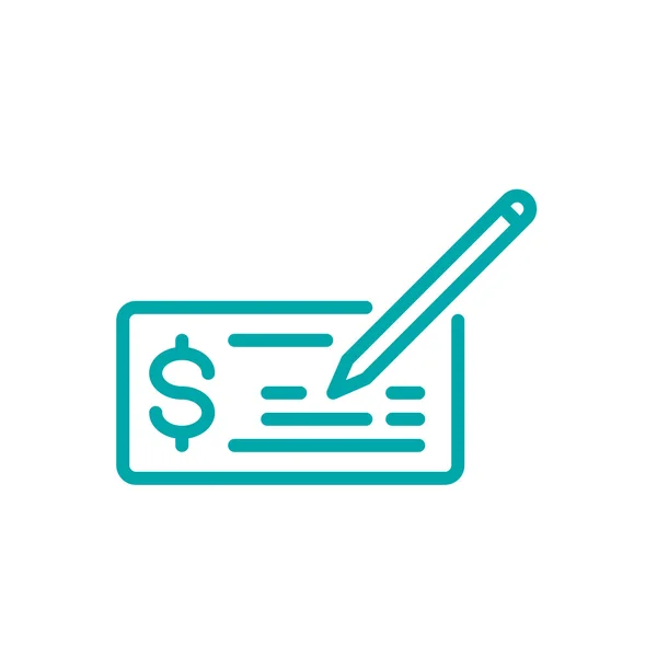 Signing bank check icon. Finance icon. Economic concept flat sty — Stok fotoğraf