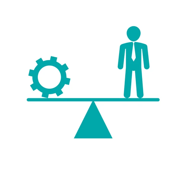 வணிக மேம்பாட்டு சமநிலை ஐகான். கியர் மற்றும் மனித சமநிலை சின்னம் . — ஸ்டாக் புகைப்படம்